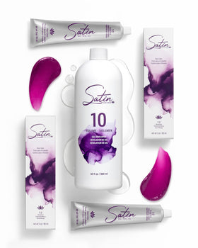 2 Tubes of Satin Color and 10 Volume Developer Bundle - Hair Party Pack (Double Magenta)
