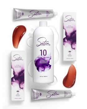 2 Tubes of Satin Color and 10 Volume Developer Bundle - Hair Party Pack (Double Plum)
