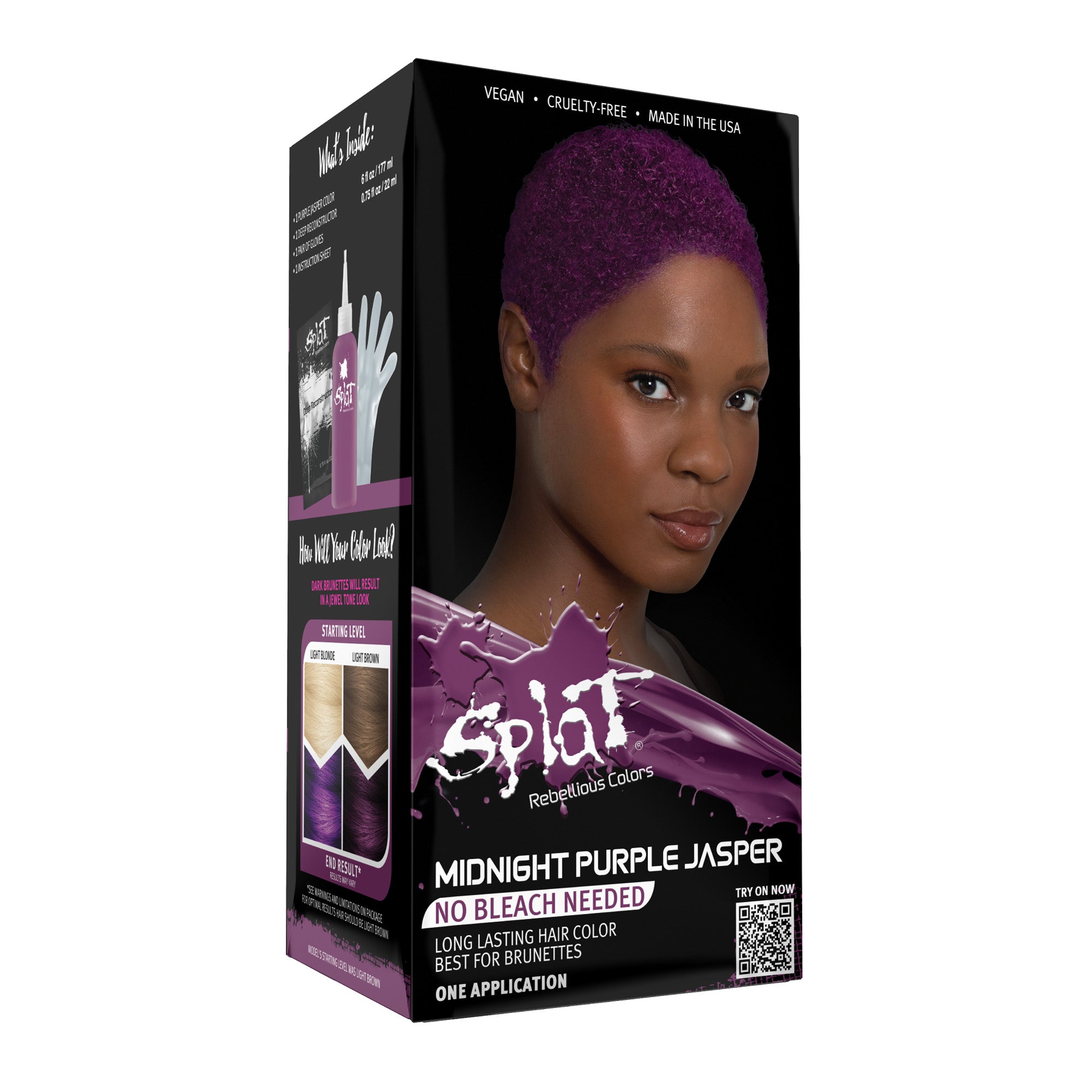 MIDNIGHT, NO BLEACH, SEMI-PERMANENT HAIR COLOR KIT – (PURPLE